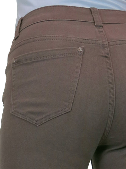 Womens High Waist Stretch Denim Jeans Taupe Brown