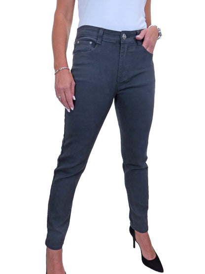Womens High Waist Stretch Denim Jeans Dark Grey