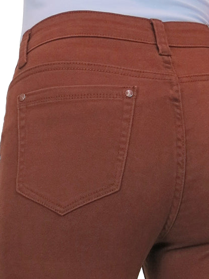 Womens High Waist Stretch Denim Jeans Brown (Rust)