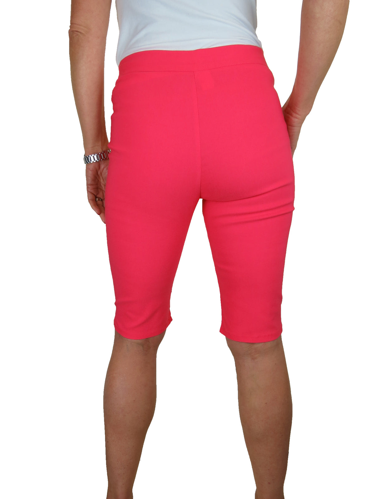 Womens High Waist Skinny Stretch Pedal Pusher Style Summer Shorts Coral