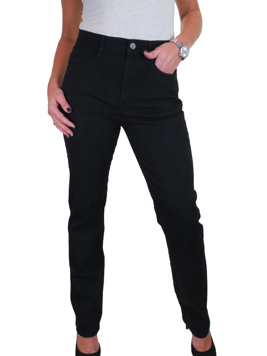 Womens Straight Leg High Waist Denim Jeans Black