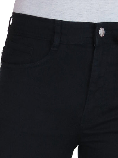 Womens Straight Leg High Waist Denim Jeans Black
