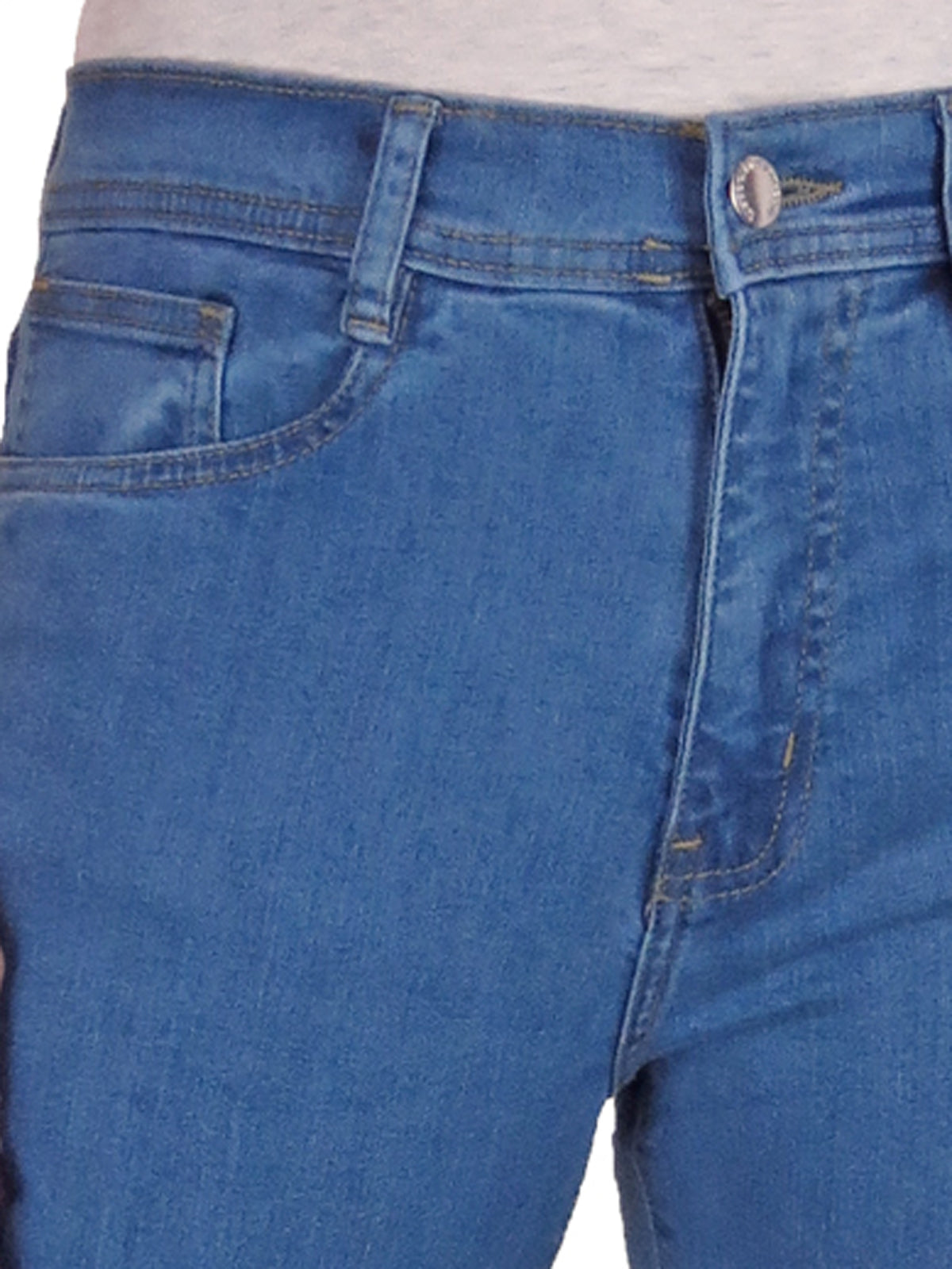 Womens Straight Leg High Waist Denim Jeans Smooth Mid Blue