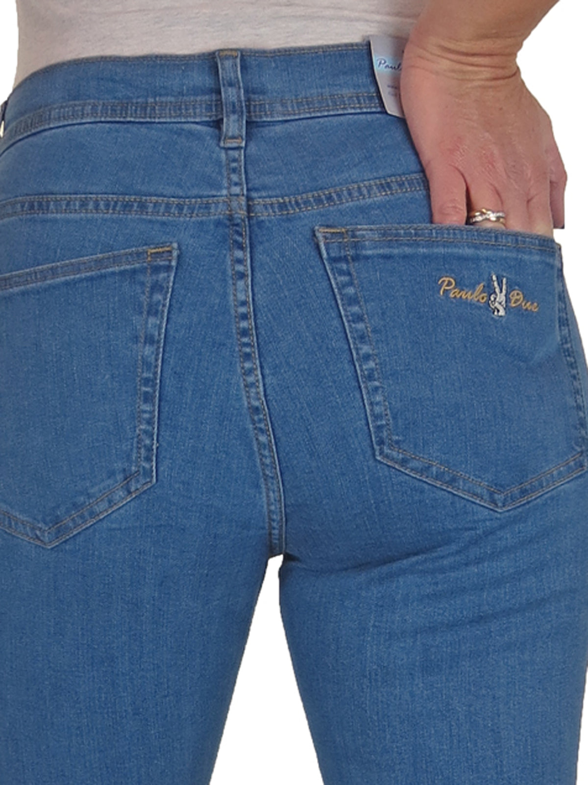 Womens Straight Leg High Waist Denim Jeans Smooth Mid Blue