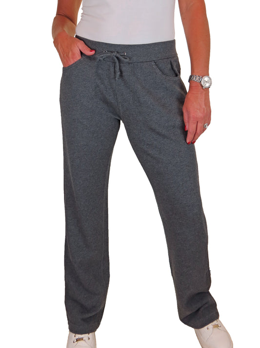 Womens Soft Straight Leg Jogging Bottoms Loop Back Grey