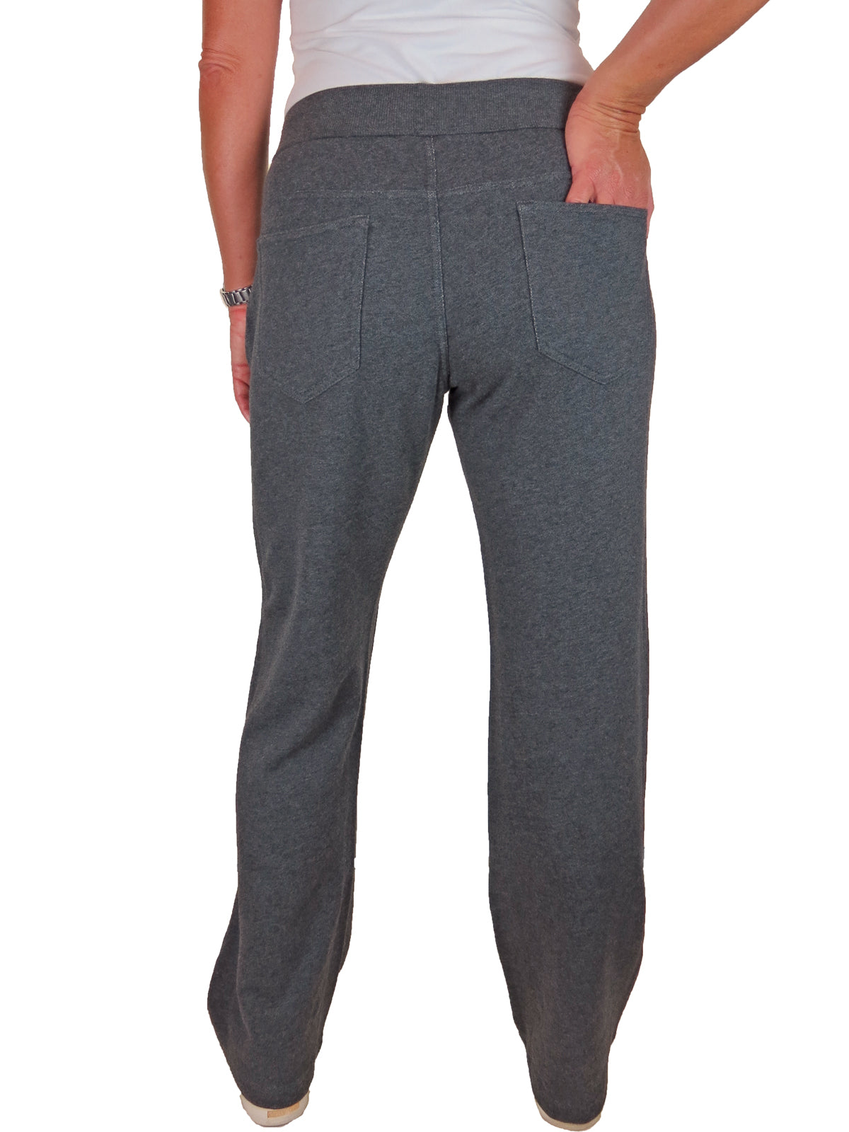 Womens Soft Straight Leg Jogging Bottoms Loop Back Grey