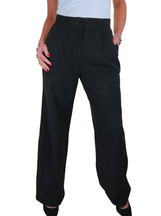 Womens Wide Leg High Waist Trousers Black