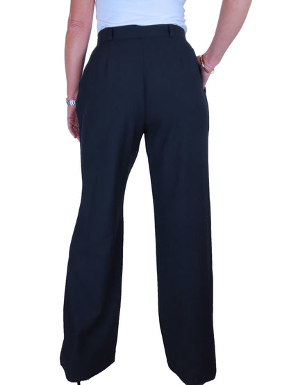 Womens Wide Leg High Waist Trousers Navy Blue
