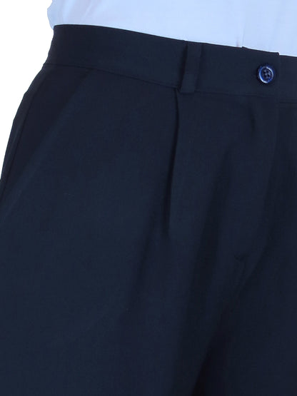Womens Wide Leg High Waist Trousers Navy Blue