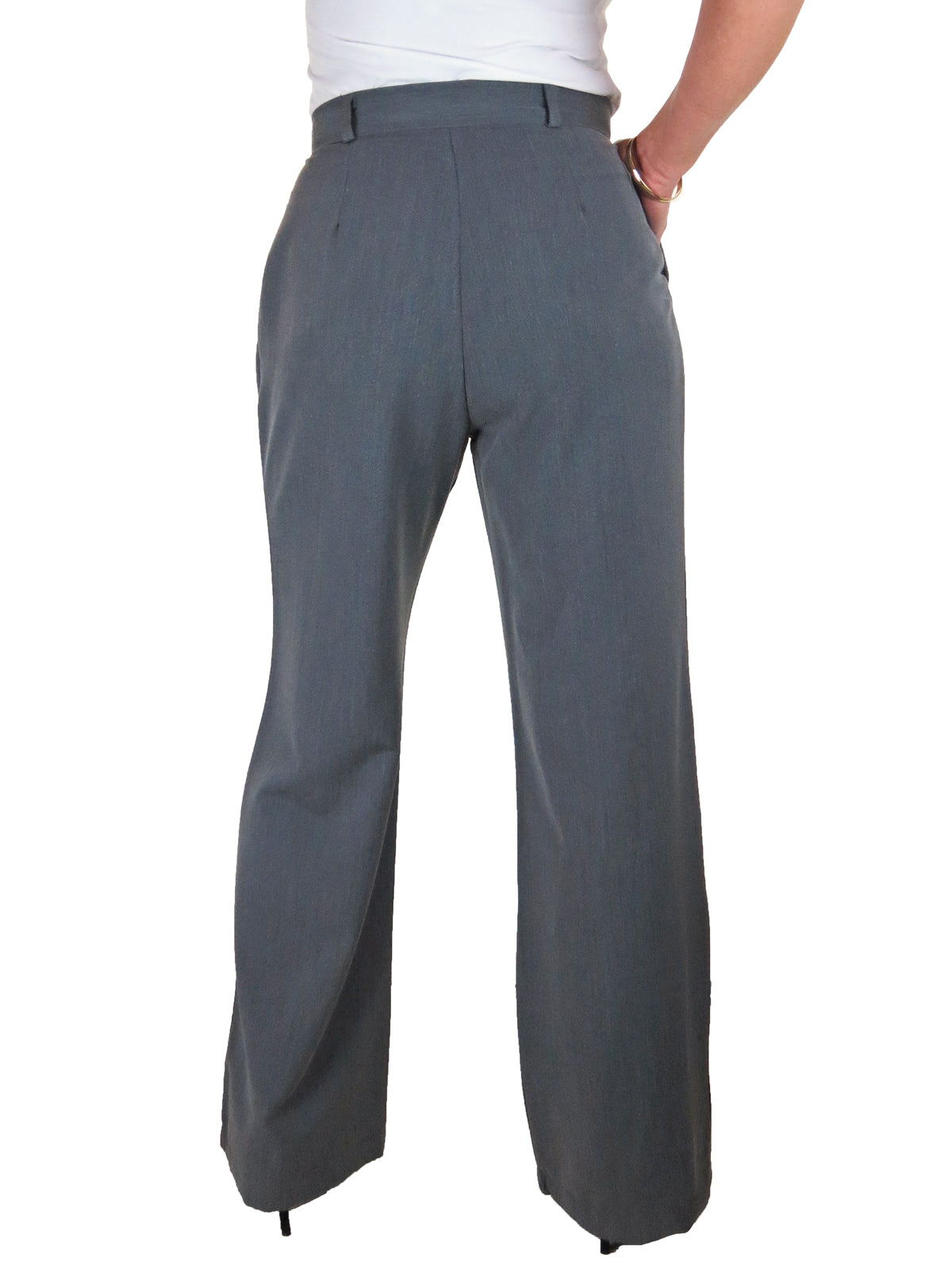 Womens Wide Leg High Waist Trousers Marl Grey