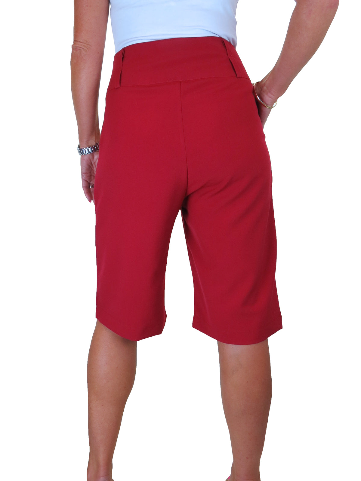 Womens Wide Leg High Waist Loose Fit Shorts Red
