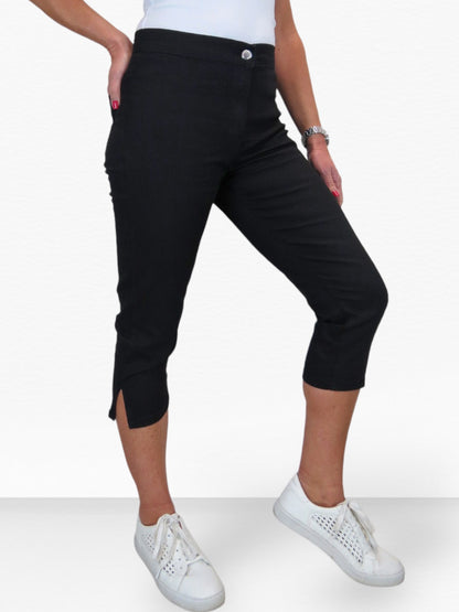 Women's High Waist Stretch Denim Cropped Jeans Black