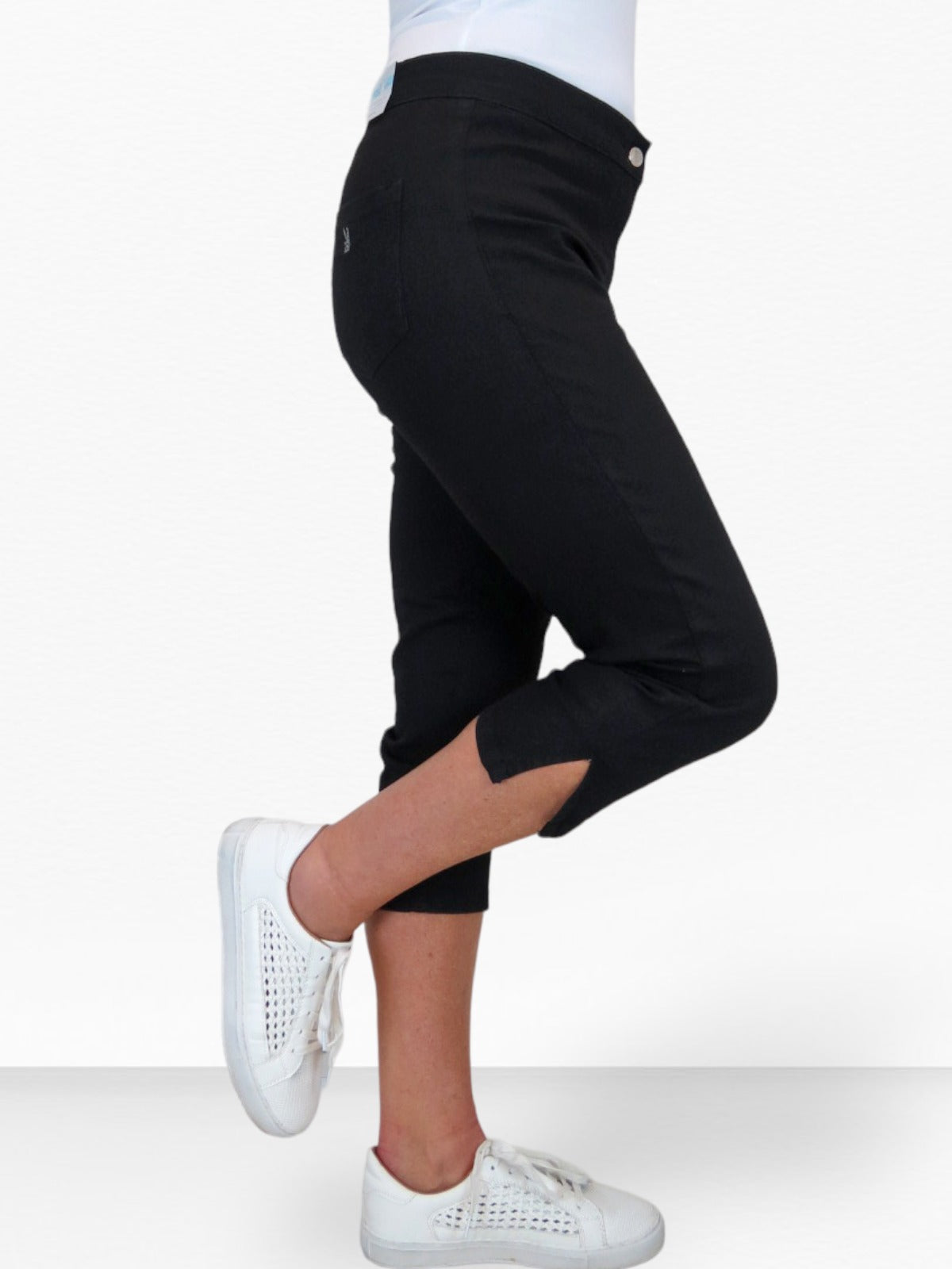 Women's High Waist Stretch Denim Cropped Jeans Black