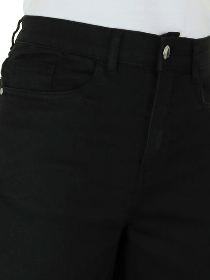Women's High Waist Wide Leg Denim Culotte Jeans Black