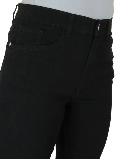 Women's Flared Stretch Denim High Waist Jeans With Frayed Hem Black