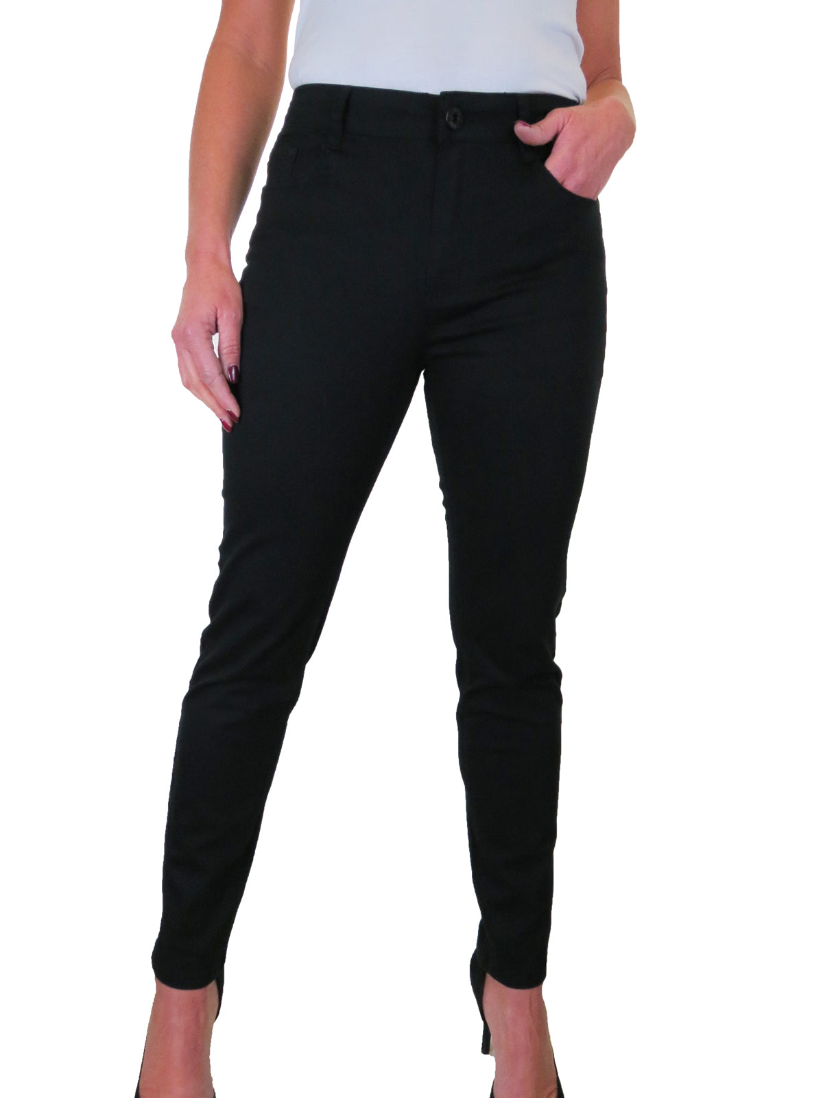 Women's High Waist Coloured Cotton Jeans Black