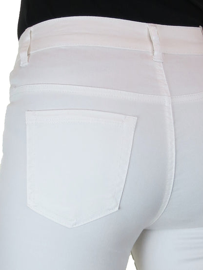 Women's High Waist Coloured Cotton Jeans White