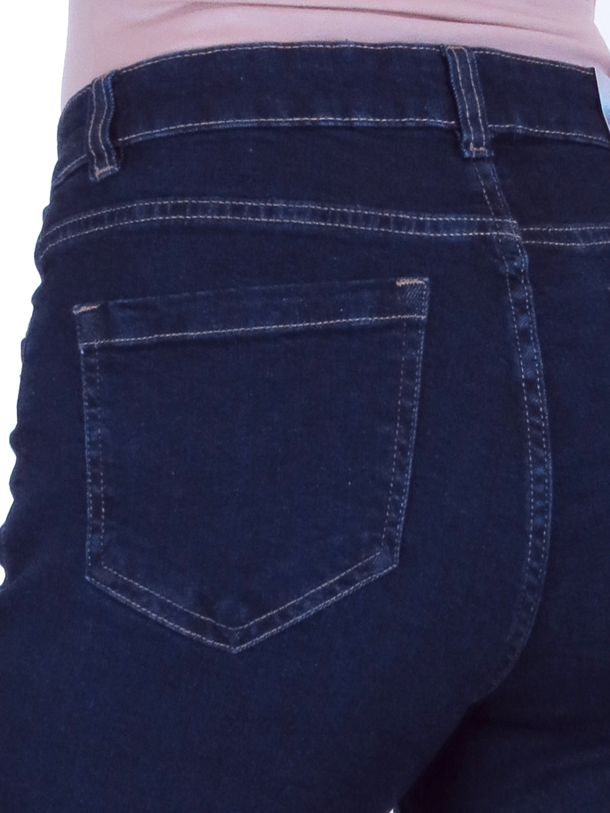 Women's Cropped Stretch Denim Slim Fit Capri Jeans Indigo Dark Blue
