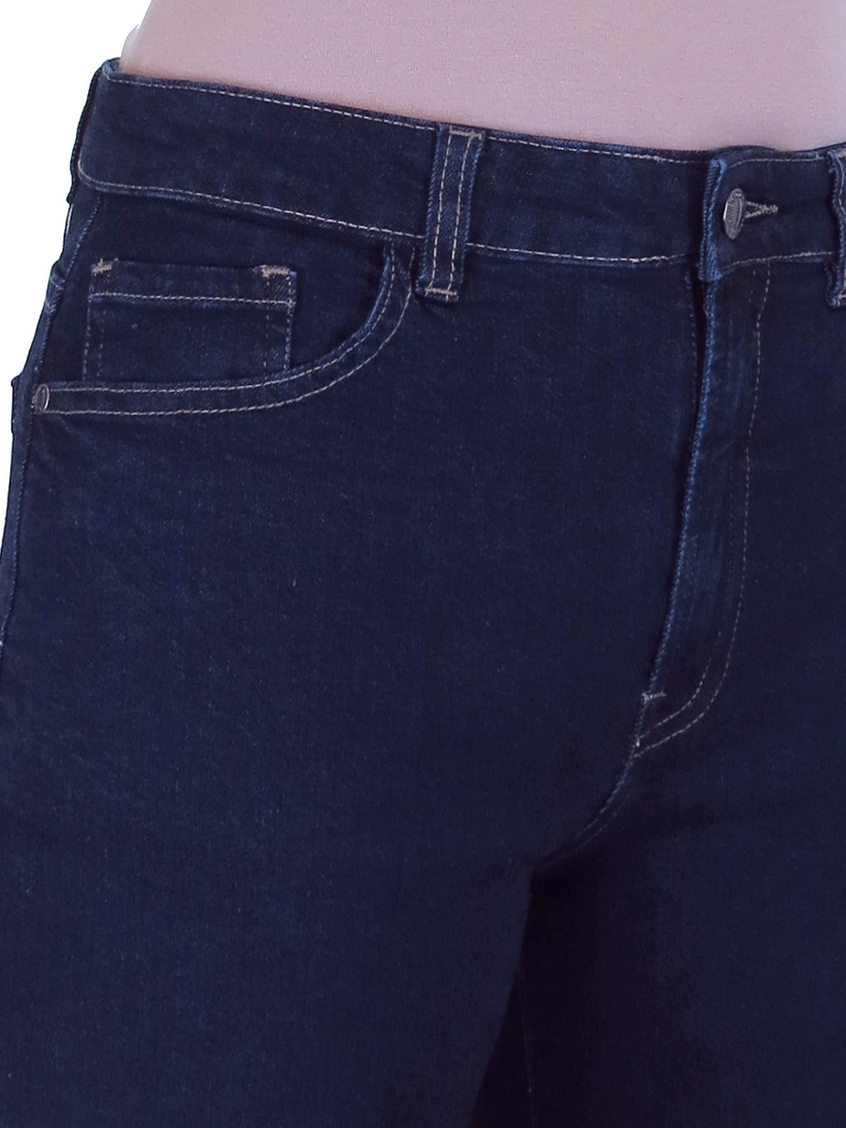 Women's Cropped Stretch Denim Slim Fit Capri Jeans Indigo Dark Blue