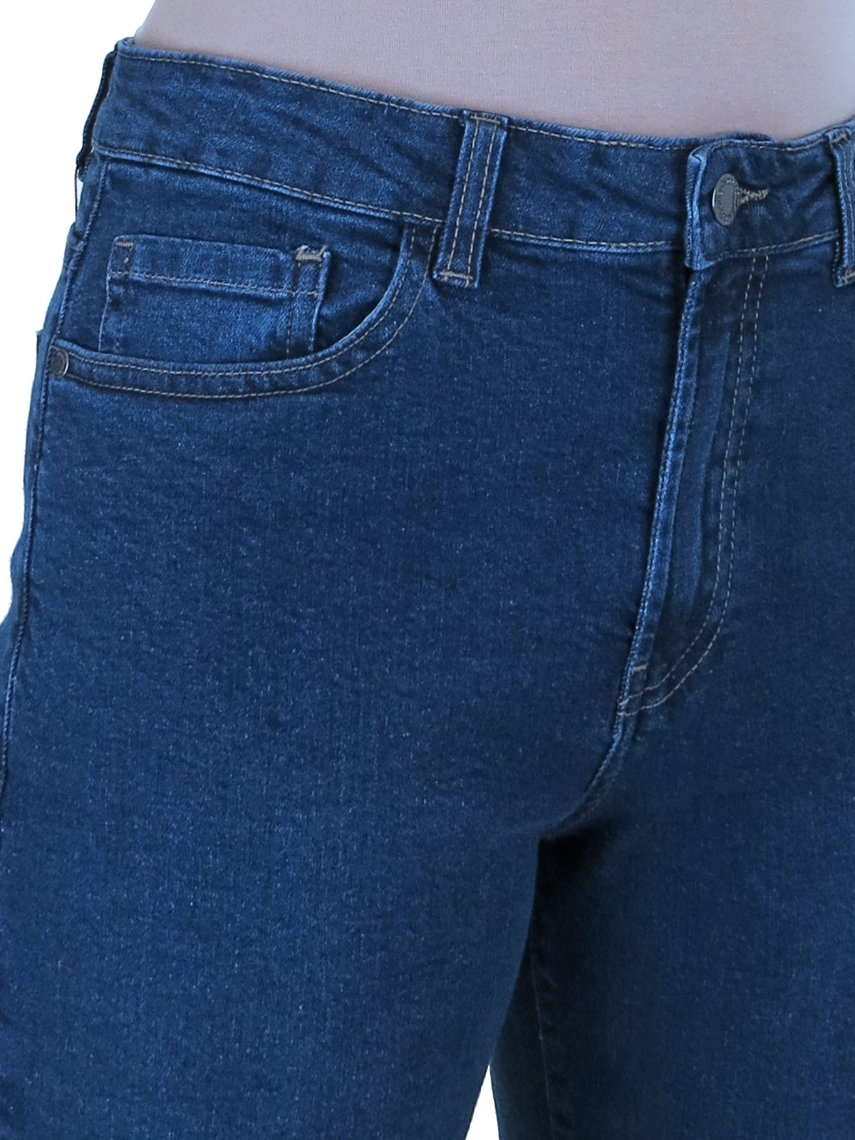 Women's Cropped Stretch Denim Slim Fit Capri Jeans Dark Blue Fade