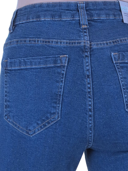 Women's Cropped Stretch Denim Slim Fit Capri Jeans Medium Blue Fade