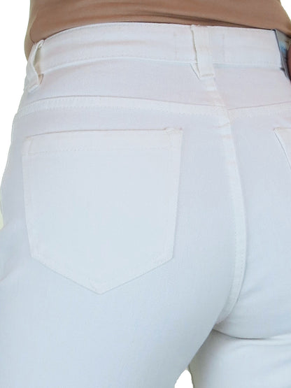 Women's Cropped Stretch Denim Slim Fit Capri Jeans White