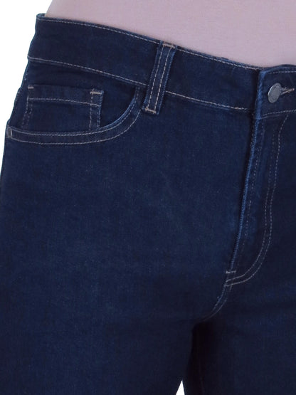 Women's High Waist Slim Denim Bermuda Denim Shorts Indigo Dark Blue