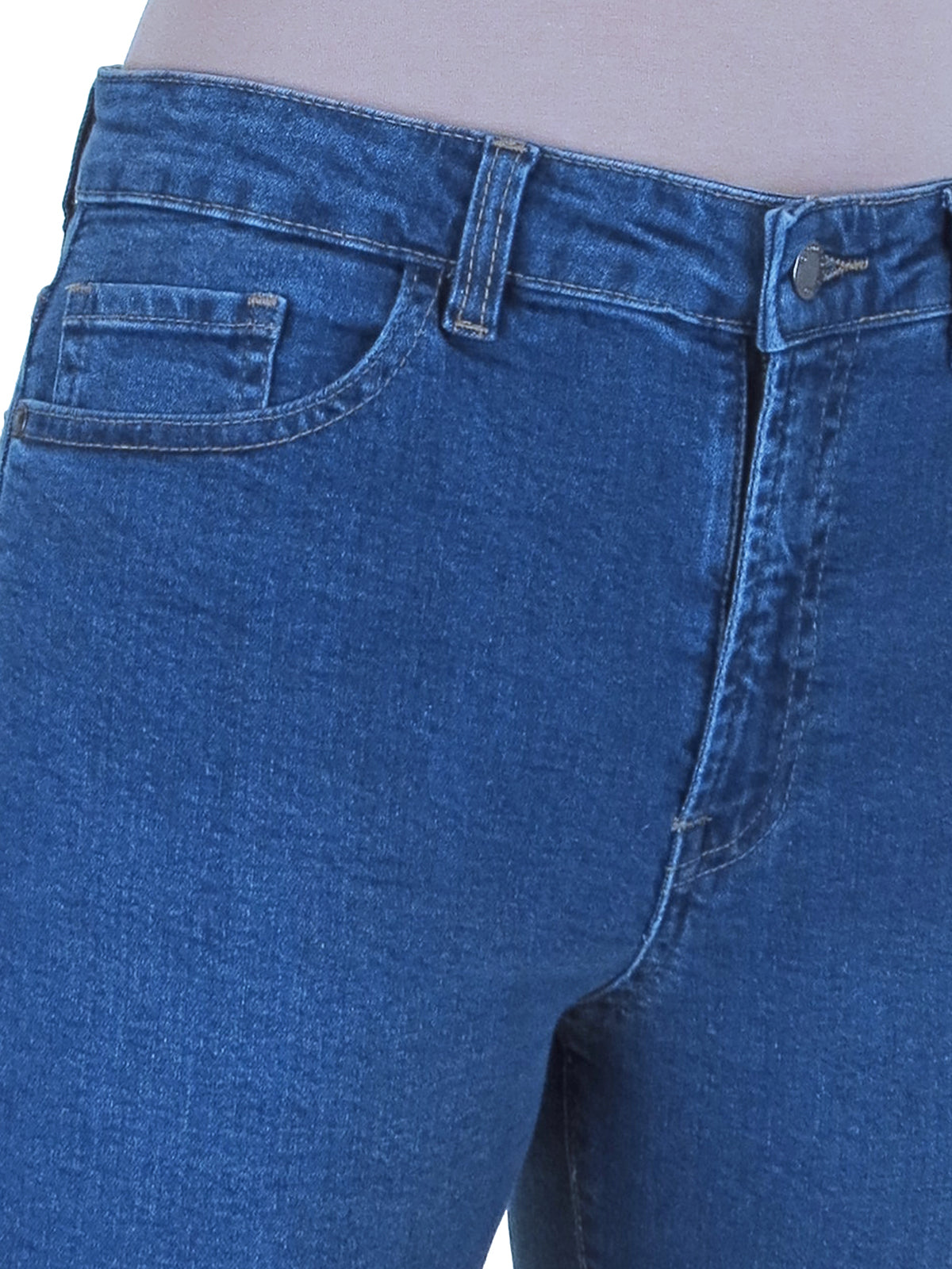 Women's High Waist Slim Denim Bermuda Denim Shorts Medium Blue Fade