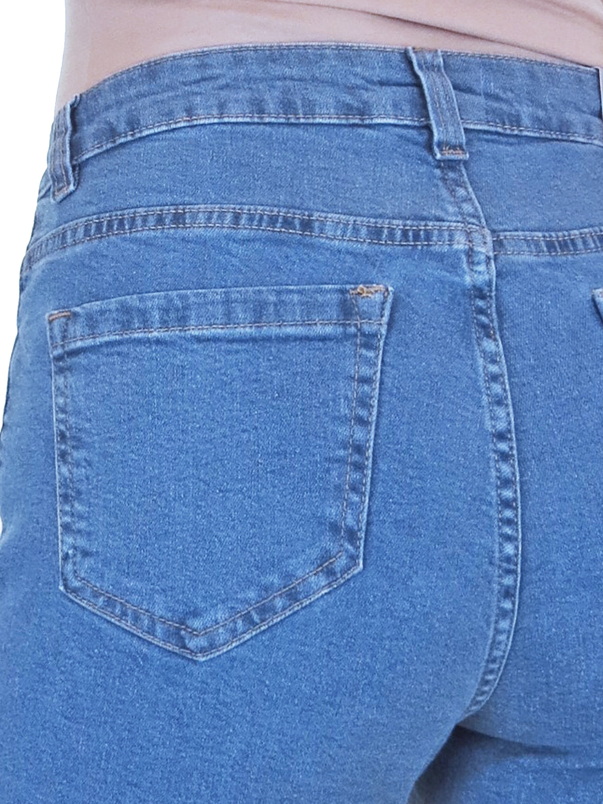 Women's High Waist Slim Denim Bermuda Denim Shorts Light Blue Fade