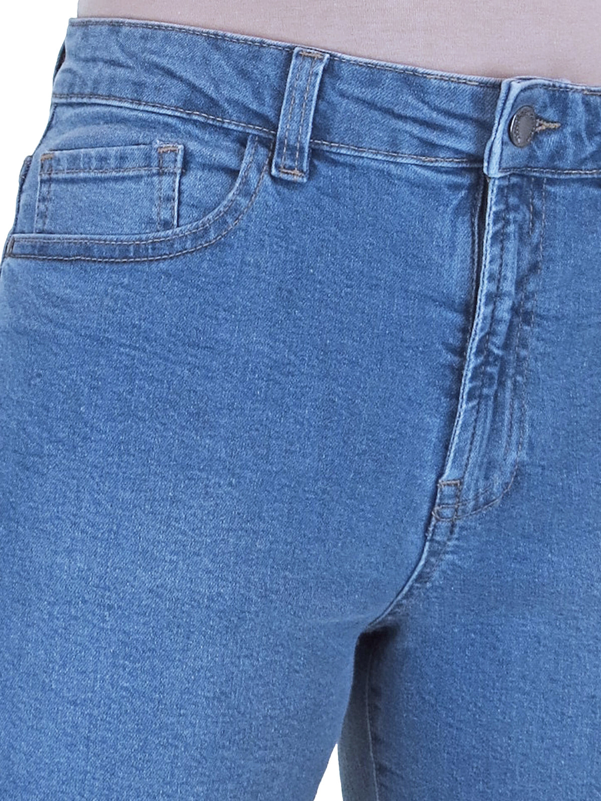 Women's High Waist Slim Denim Bermuda Denim Shorts Light Blue Fade