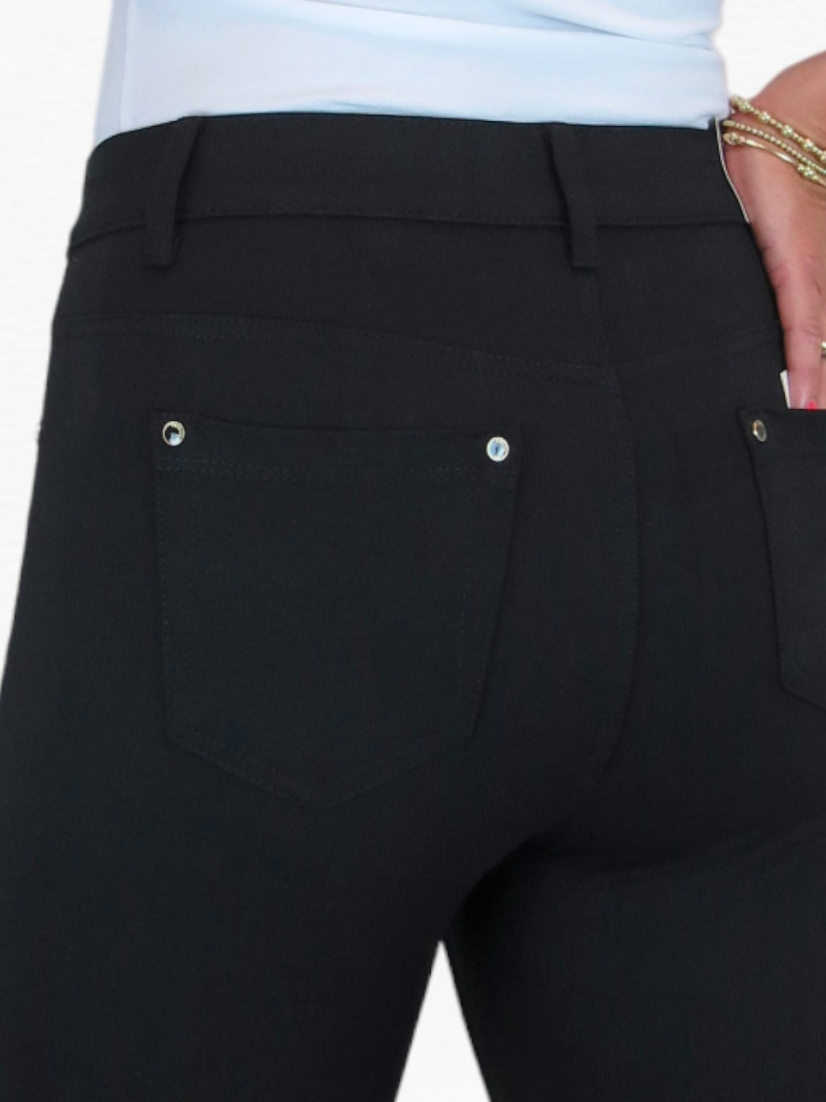 Womens Soft Stretch Ponte Trousers with Pockets Black