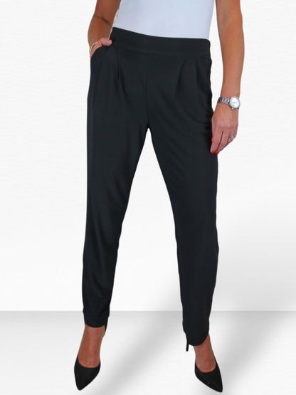 Women's Smart Work Elasticated Waist Trousers Black