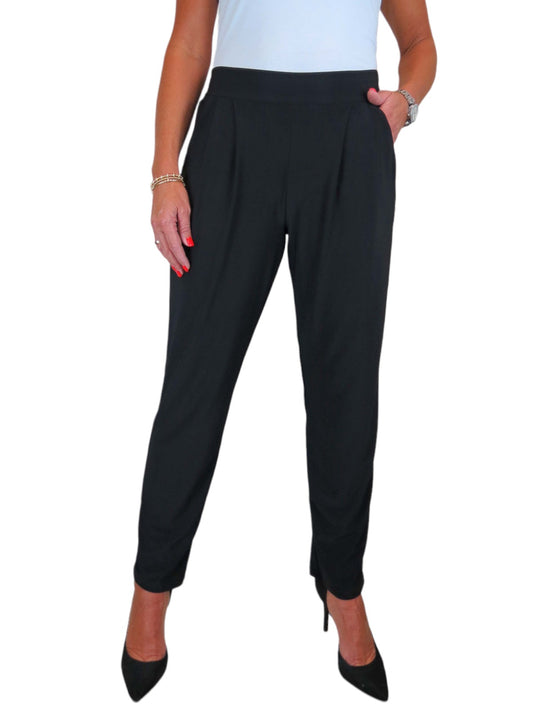 Women's Smart Work Elasticated Waist Trousers Black