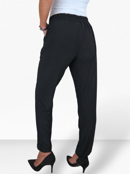 Women's Smart Work Elasticated Waist Trousers Black