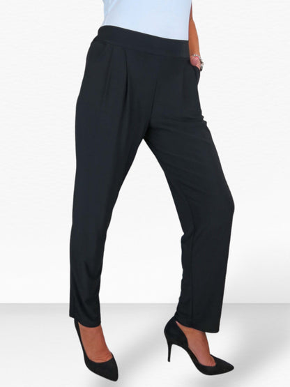 Women's Smart Work Elasticated Waist Trousers Black