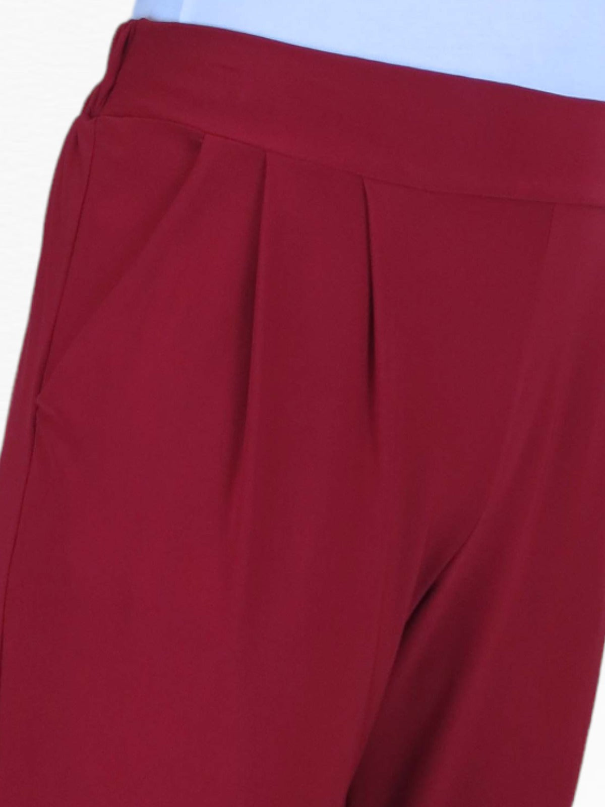 Women's Smart Work Elasticated Waist Trousers Deep Red