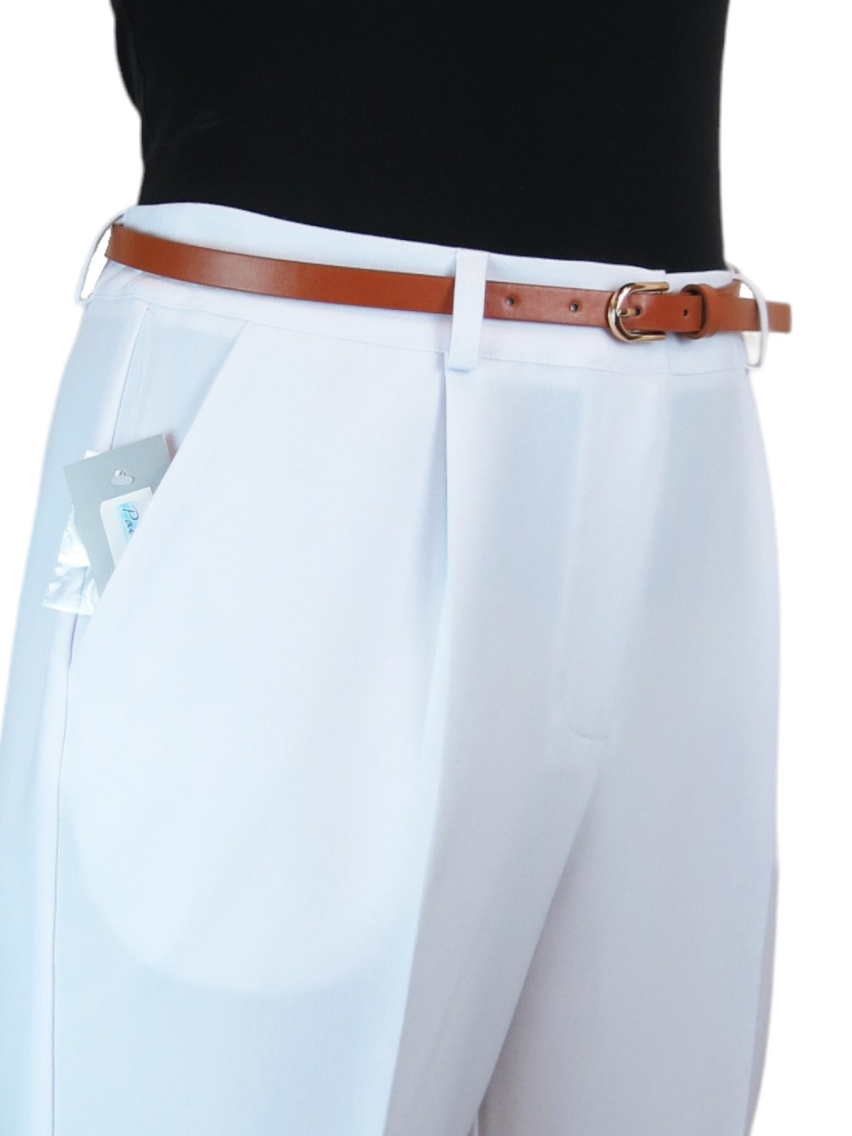 Smart Tapered Leg Pleated Trousers White
