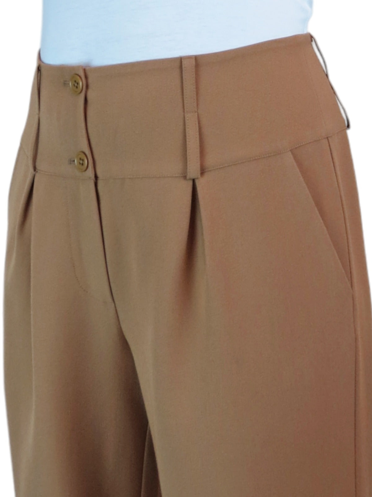 High Waisted Wide Leg Smart Trouser Tan