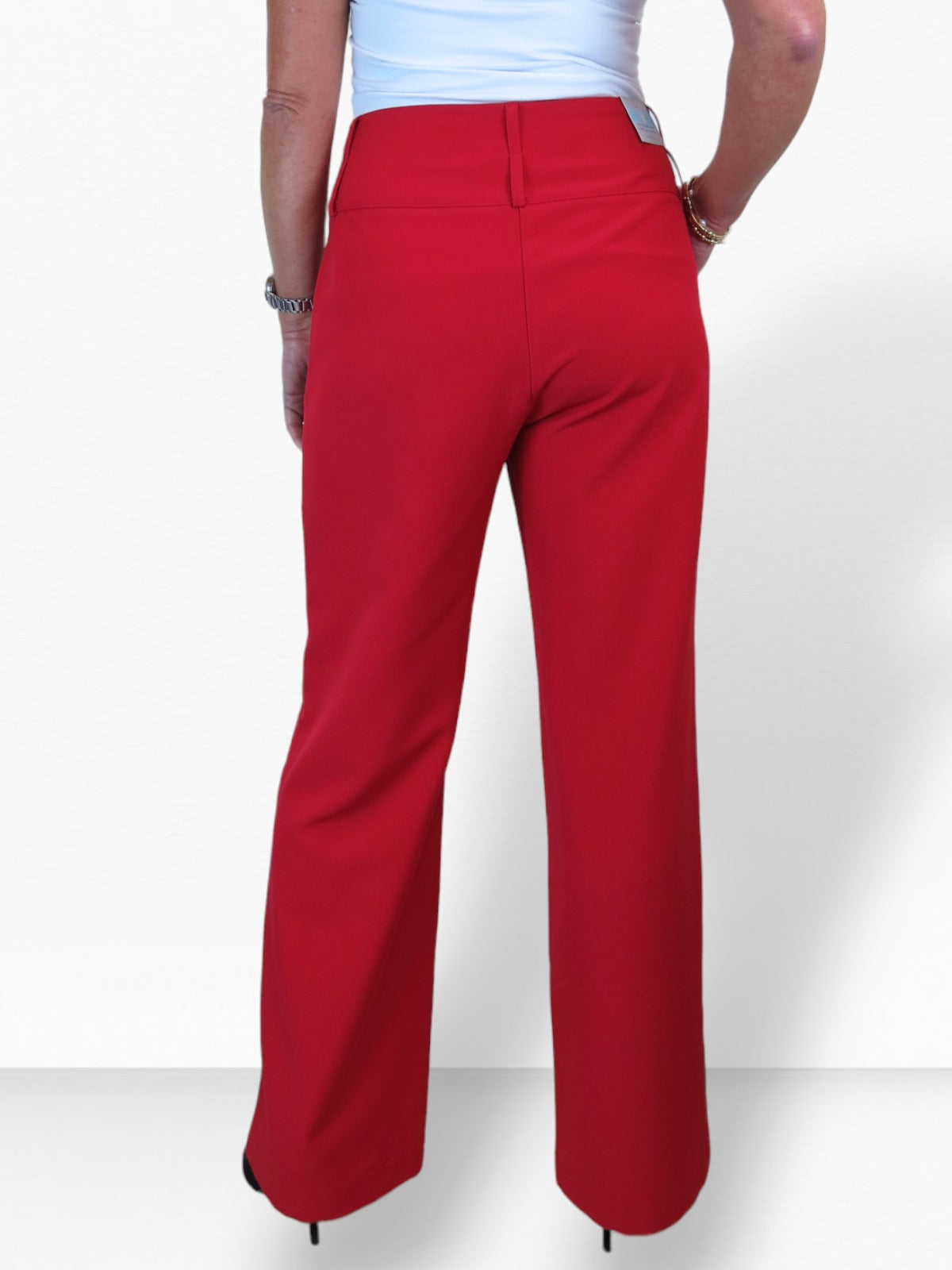 High Waisted Wide Leg Smart Trouser Red