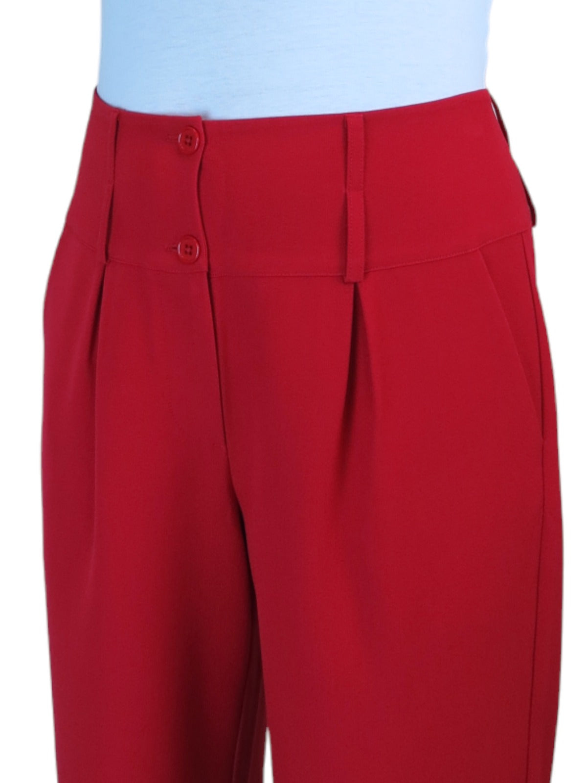 High Waisted Wide Leg Smart Trouser Red
