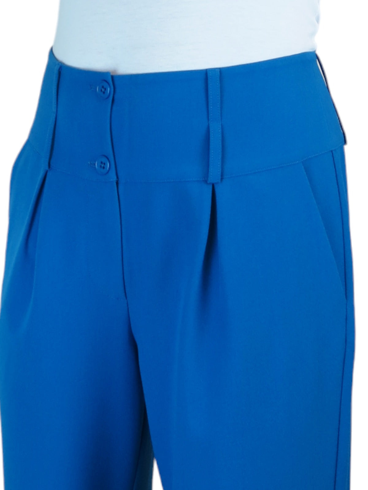 High Waisted Wide Leg Smart Trouser Mid Blue