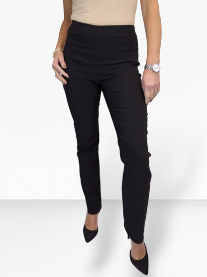 Elasticated Waist Straight Leg Trousers Black