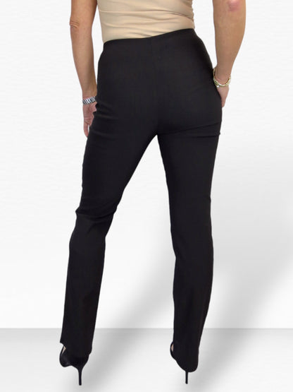 Elasticated Waist Straight Leg Trousers Black