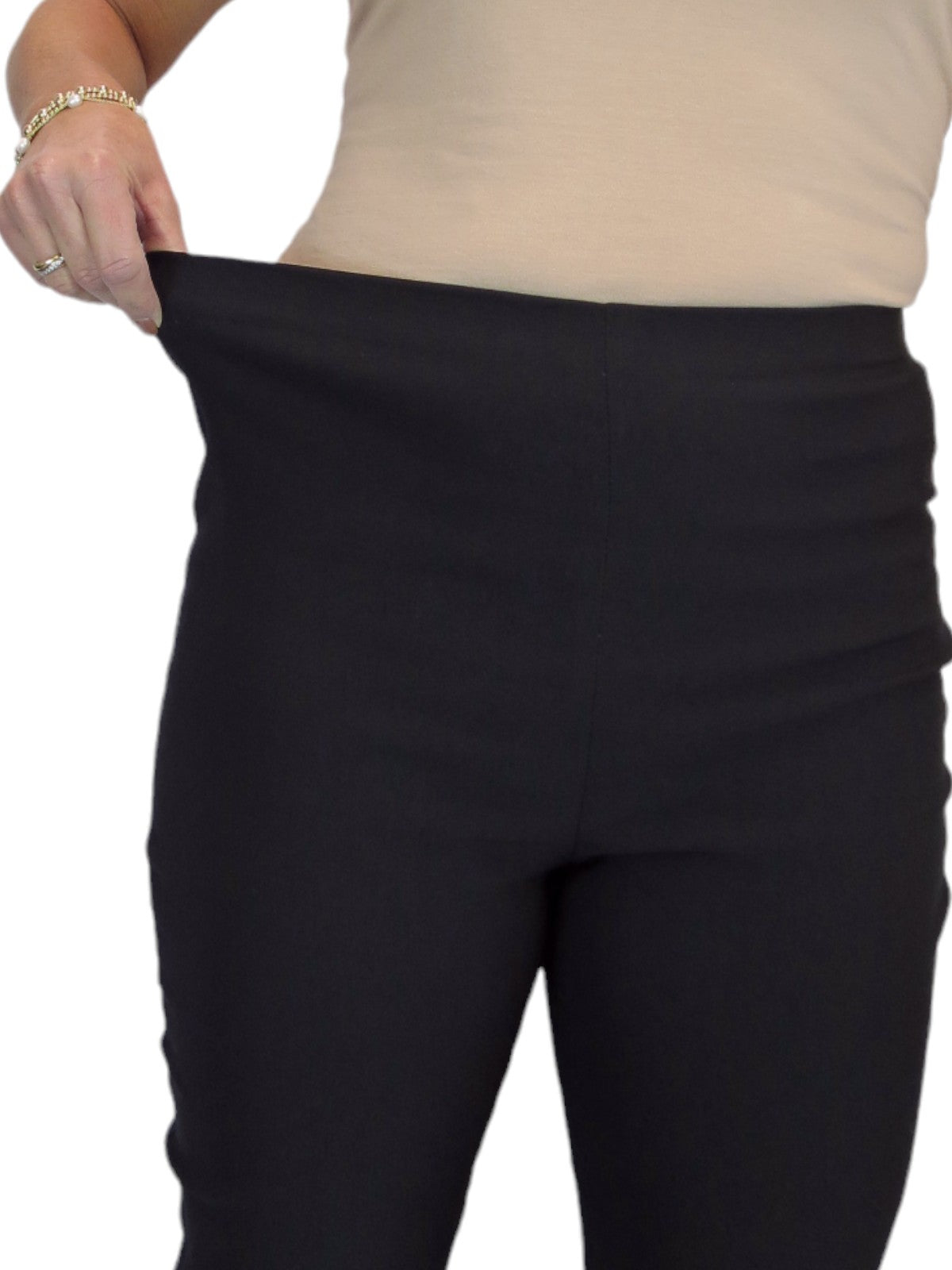 Elasticated Waist Straight Leg Trousers Black