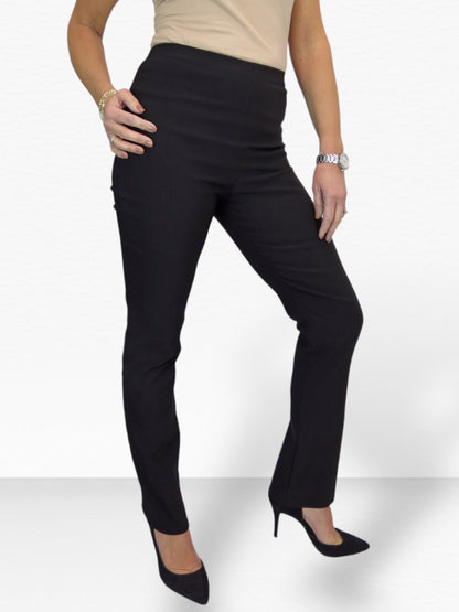 Elasticated Waist Straight Leg Trousers Black