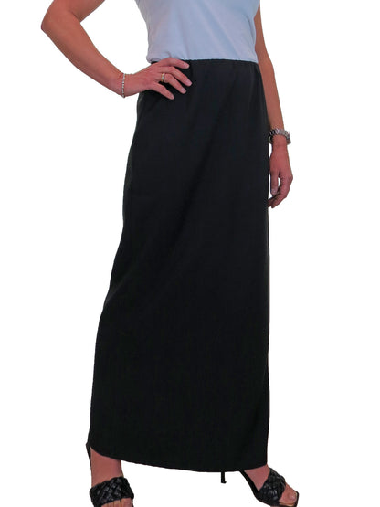 Smart Elasticated Waist Loose Fit Maxi Pencil Skirt Black