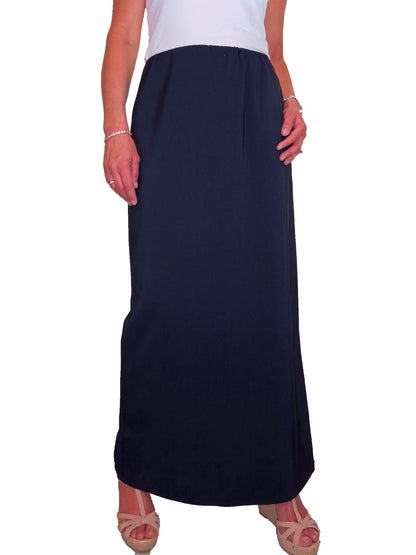 Smart Elasticated Waist Loose Fit Maxi Pencil Skirt Navy Blue