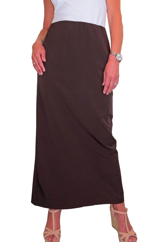 Elasticated Waist Loose Fit Maxi Pencil Skirt Brown