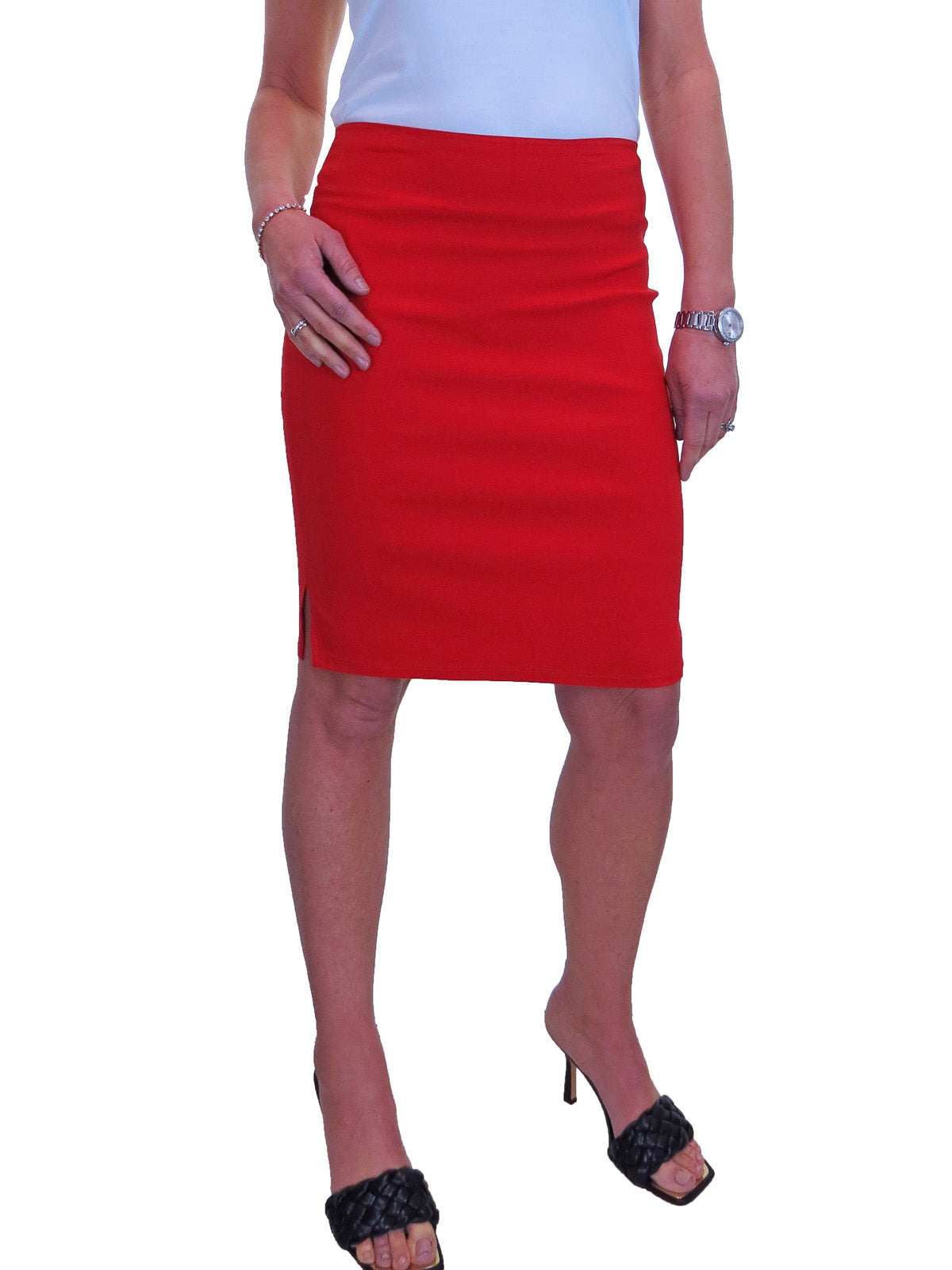 Knee Length Pencil Skirt Red