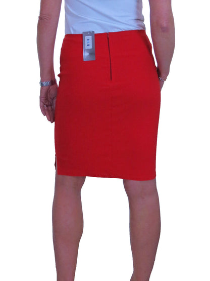 Knee Length Pencil Skirt Red